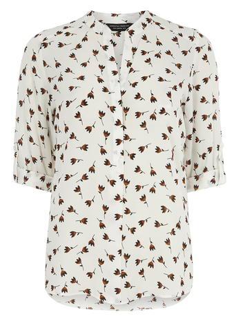 Dorothy Perkins Ivory Leaf Print Rollsleeve Shirt