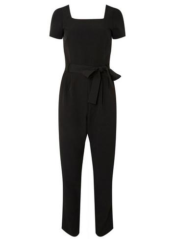 Dorothy Perkins Black Square Neck Belted Jumpsuit