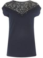 Dorothy Perkins *tall Navy Embellished Yoke T-shirt