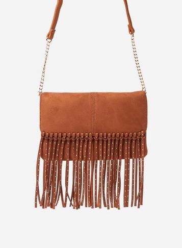 Dorothy Perkins Tan Studded Fringe Cross Body Bag