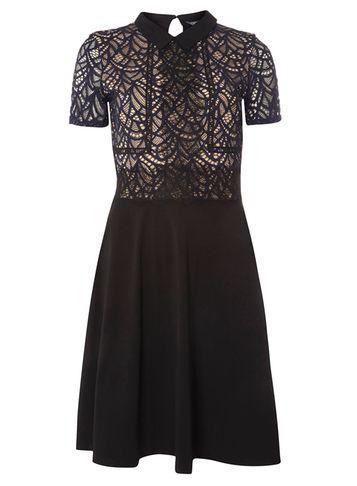 Dorothy Perkins *tall Navy And Black Lace Dress