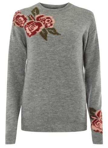 Dorothy Perkins *tall Grey Floral Jacquard Jumper