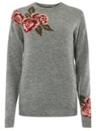 Dorothy Perkins *tall Grey Floral Jacquard Jumper