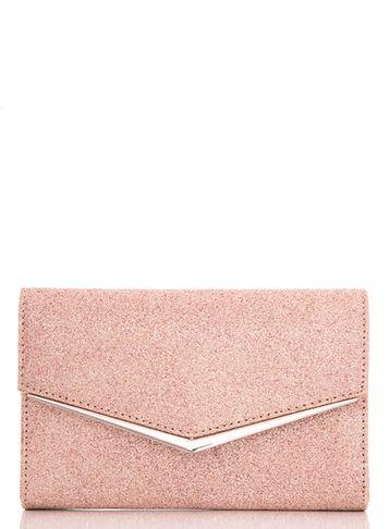 Dorothy Perkins *quiz Rose Gold Glitter Clutch Bag