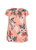 *billie & Blossom Curve Coral Tropical Print Shell Top