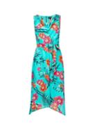 *billie & Blossom Teal Tropical Print Midi Dress