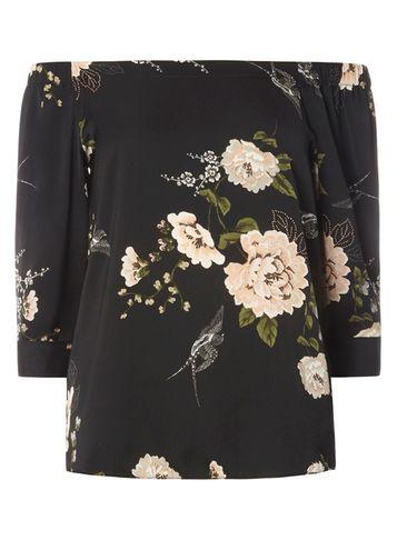 Dorothy Perkins Black Oriental Bardot Top