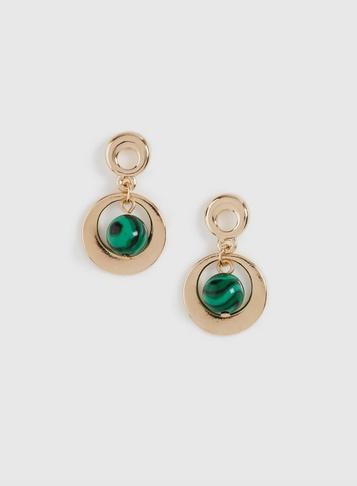 Dorothy Perkins Gold Malachite Drop Earrings
