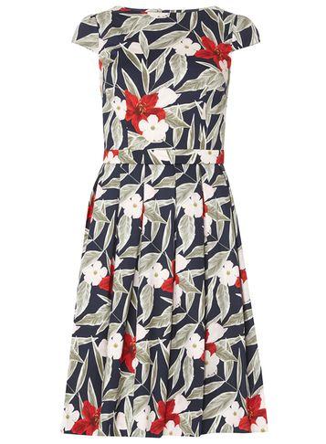 Dorothy Perkins *tall Navy Floral Fit And Flare Dress
