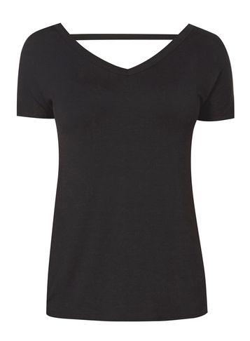Dorothy Perkins Black V Neck Panel Back Tee
