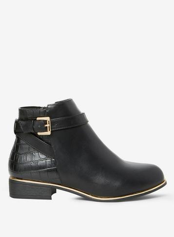 Dorothy Perkins Wide Fit Black Crocodile 'mayan' Boots