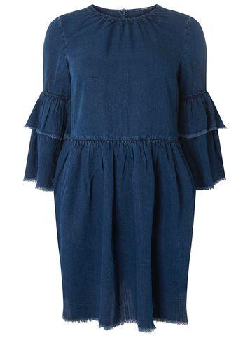 Dorothy Perkins *only Blue Ruffle Sleeve Skater Dress