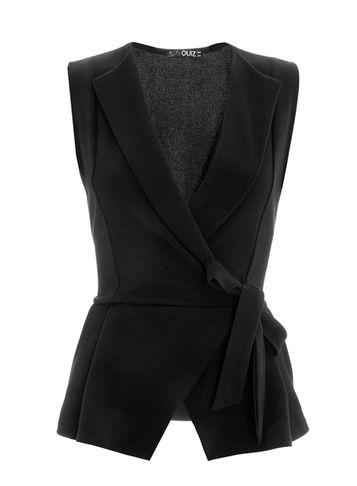 Dorothy Perkins *quiz Black Crepe Waistcoat Top