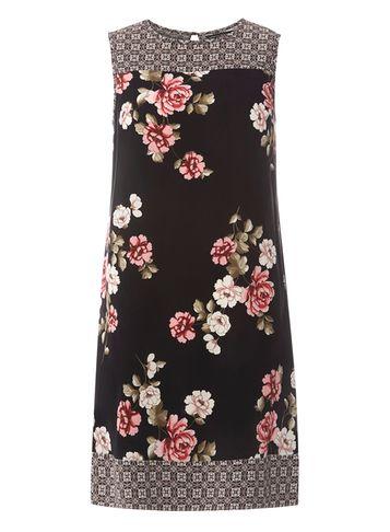 Dorothy Perkins Black Floral Geo Shift Dress