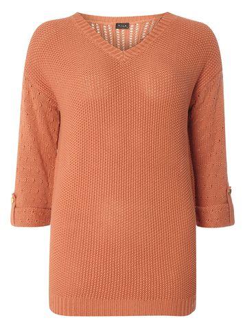 Dorothy Perkins * Vila Orange Textured Roll Sleeve Jumper