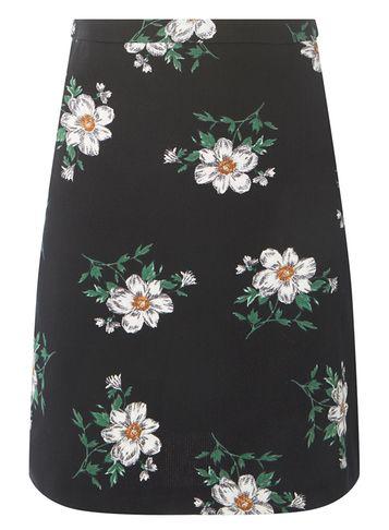 Dorothy Perkins *tall Black Floral Pique Mini Skirt