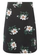 Dorothy Perkins *tall Black Floral Pique Mini Skirt