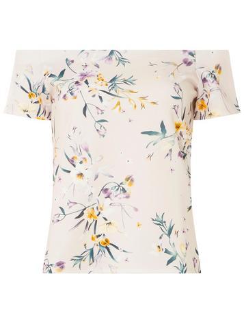 Dorothy Perkins Nude Floral Print Bardot Top