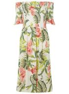 Dorothy Perkins Ivory Tropical Shirred Bardot Dress