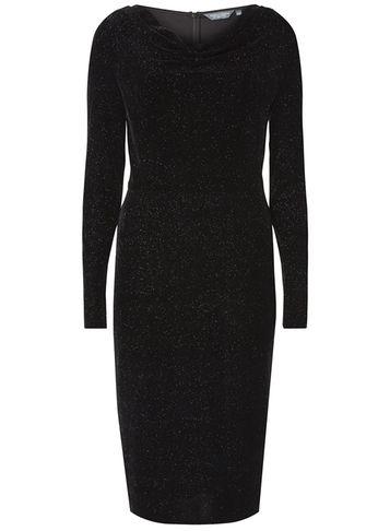 Dorothy Perkins *tall Black Shimmer Cowl Neck Midi Dress