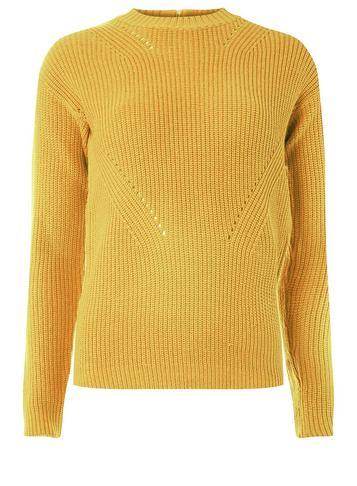 Dorothy Perkins Yellow Ribbed Front-stitch Jumper
