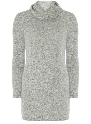 Dorothy Perkins Petite Grey Cowl Neck Tunic