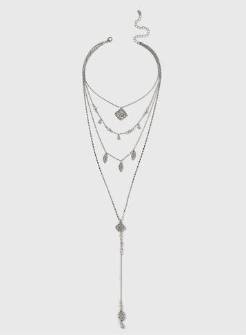 Dorothy Perkins Silver Filigree Multi Row Choker Necklace