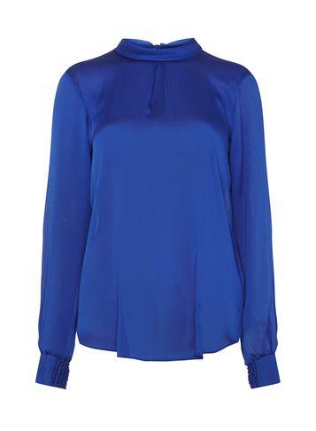 Dorothy Perkins *tall Cobalt Tie Back Shirred Cuff Blouse