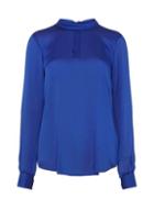 Dorothy Perkins *tall Cobalt Tie Back Shirred Cuff Blouse