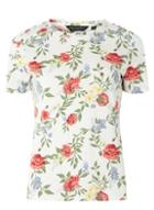 Dorothy Perkins Ivory Floral Print Cut Out Sleeve T-shirt