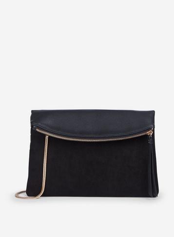 Dorothy Perkins Black Foldover Clutch Bag