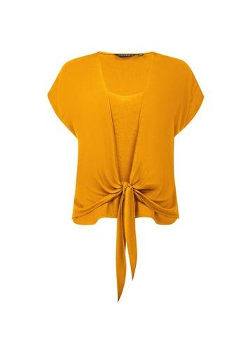 Dorothy Perkins Yellow Underlay Tie Front Tee