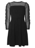 Dorothy Perkins Black Mesh Fit And Flare Dress