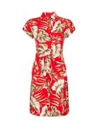 Dorothy Perkins Petite Red Tropical Print Shirt Dress