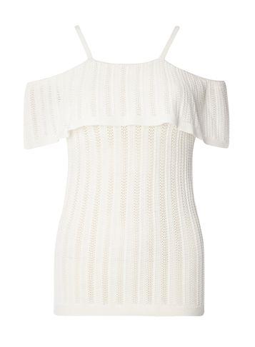 Dorothy Perkins Ivory Pointelle Cold Shoulder Top