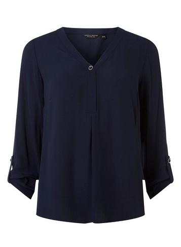 Dorothy Perkins Navy Roll Sleeve Shirt