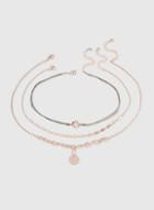 Dorothy Perkins 3 Row Multi Coloured Chain And Fabric Choker Necklace