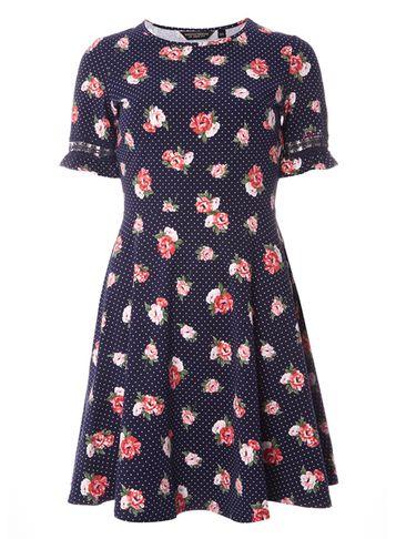 Dorothy Perkins Navy Floral Print Flutter Sleeve Dress