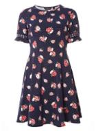 Dorothy Perkins Navy Floral Print Flutter Sleeve Dress