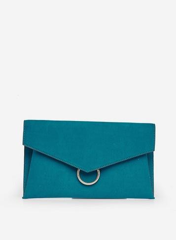Dorothy Perkins Teal Ring Detail Clutch Bag