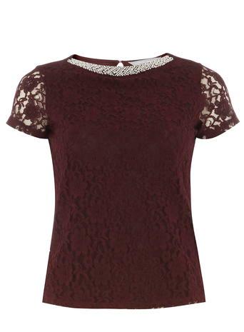 Dorothy Perkins Petite Plum Embellished Tee