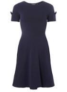 Dorothy Perkins Navy Bow Sleeve Fit And Flare Dress