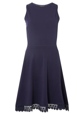 Dorothy Perkins Navy Lace Hem Skater Dress