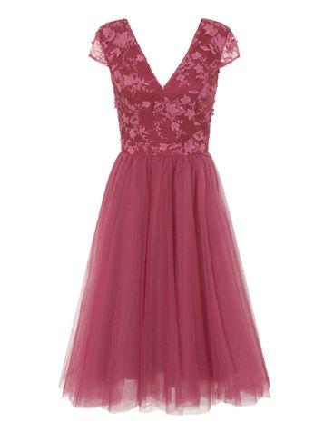 Dorothy Perkins *chi Chi London Red Floral Bodice Midi Dress