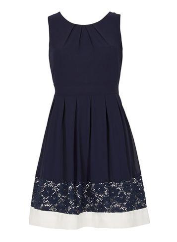 Dorothy Perkins *izabel London Navy Sleeveless Lace Dress
