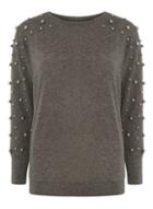 Dorothy Perkins Charcoal Metal Ball Sleeve Sweat Top