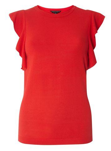Dorothy Perkins Red Frill Sleeve T-shirt