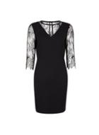 Dorothy Perkins *black Eyelash Sleeve Pencil Dress