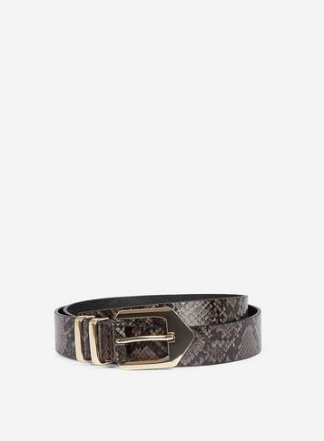 Dorothy Perkins Charcoal Snake Print Double Keeper Belt