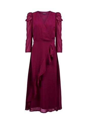 Dorothy Perkins Berry Puff Sleeve Wrap Dress